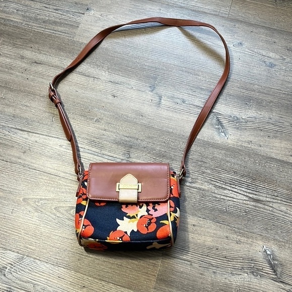 Spartina 449 , Mary Lavinia Fold Over Crossbody Floral Navy Canvas Bag Purse - Picture 1 of 11